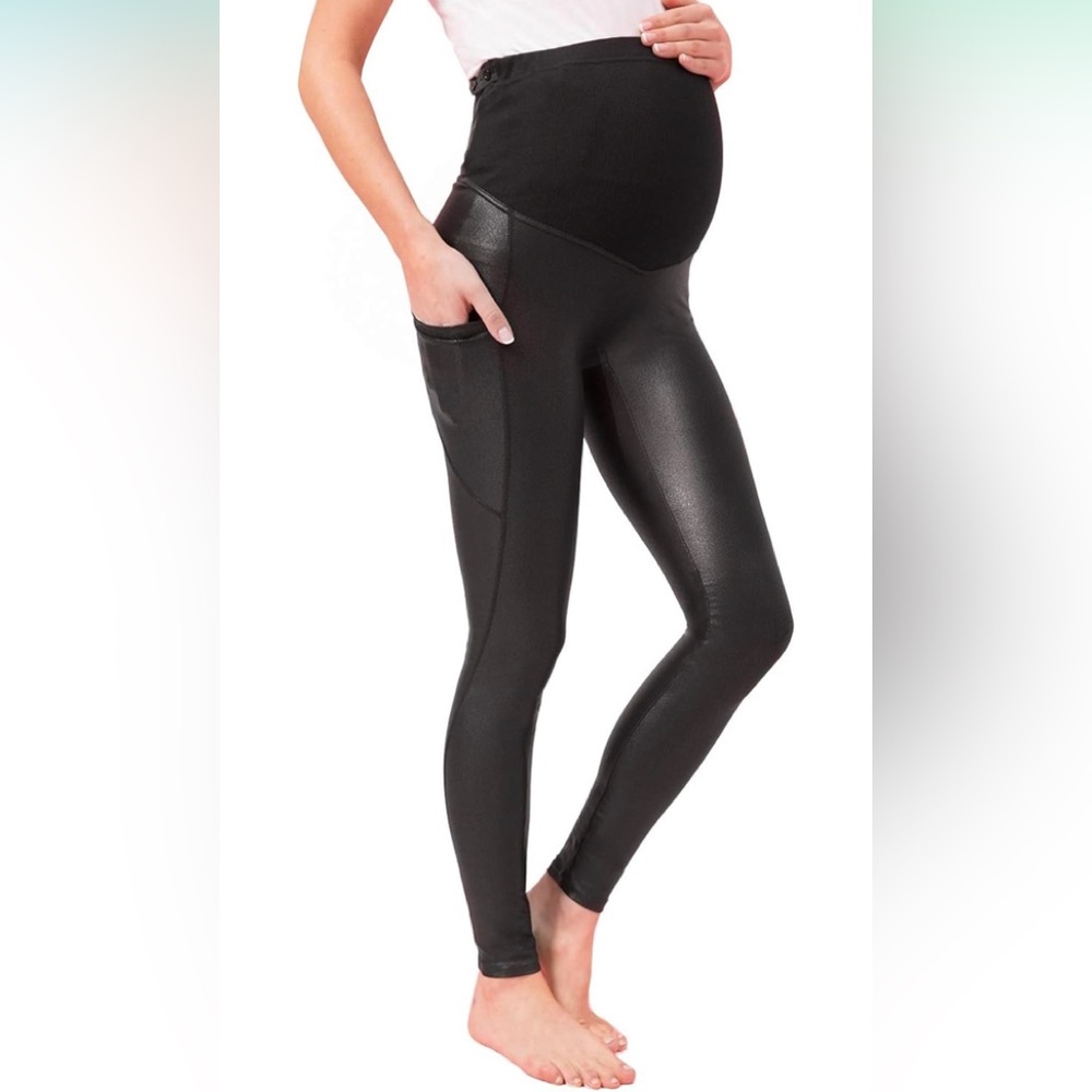 Tagoo faux leather maternity leggings
